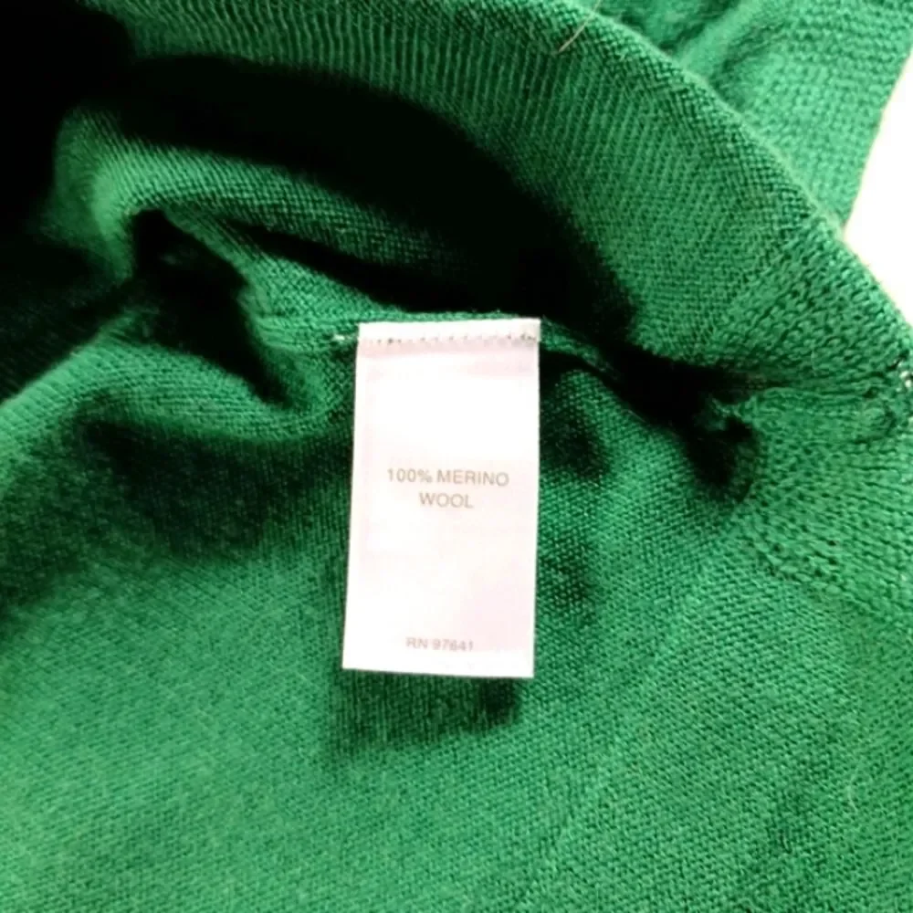 J. Jill Merino Wool Washable Tunic Sweater Green Side Slits Scoop Neck XS Womans - Picture 5 of 10